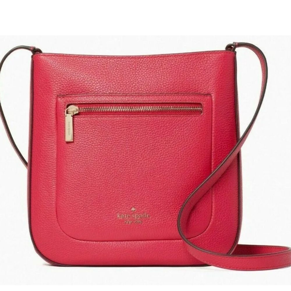 Kate Spade Leila magenta pink leather top zip crossbody bag NWT